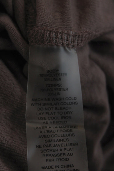 David Lerner Women Brown Basic T-Shirt Crew Neck Short Sleeve Size XS