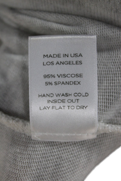 Leset Womens Basic Gray Button Up Short Sleeve Round Neck Viscose Top Size XS