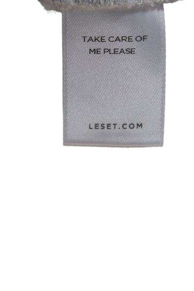 Leset Womens Basic Gray Button Up Short Sleeve Round Neck Viscose Top Size XS