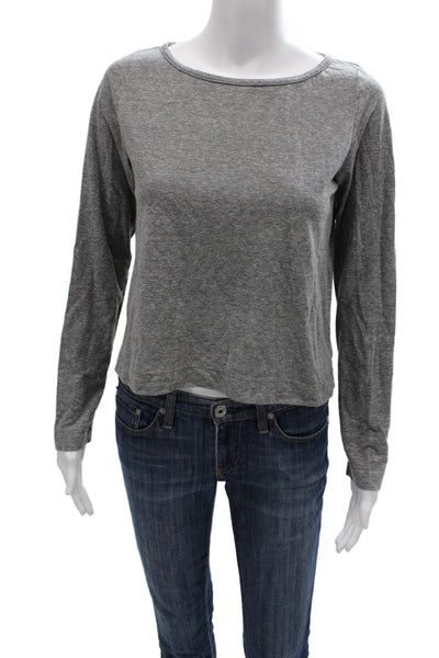 Perfect White Tee Women Basic Gray Long Sleeve T-Shirt Crewneck Size L