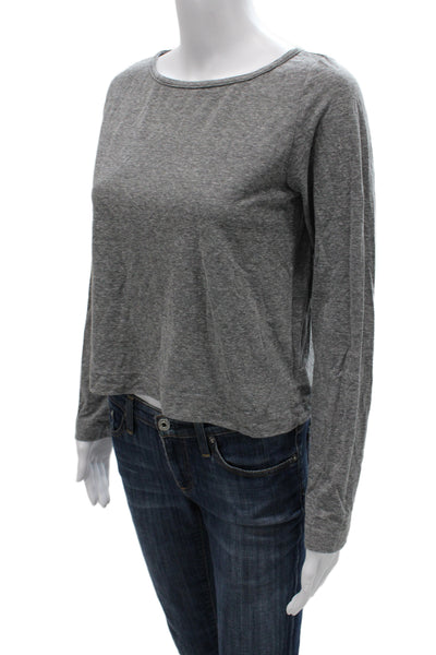 Perfect White Tee Women Basic Gray Long Sleeve T-Shirt Crewneck Size L