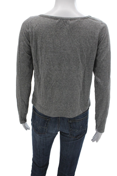 Perfect White Tee Women Basic Gray Long Sleeve T-Shirt Crewneck Size L
