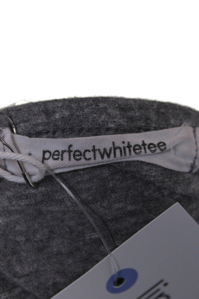 Perfect White Tee Women Basic Gray Long Sleeve T-Shirt Crewneck Size L