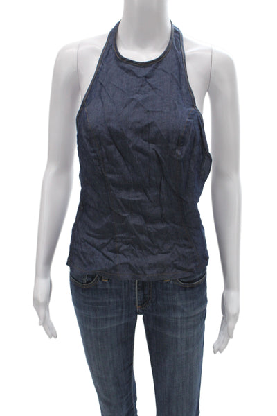 EB Denim Women Camisole Halter Blue 100% Tencel Sleeveless Size S
