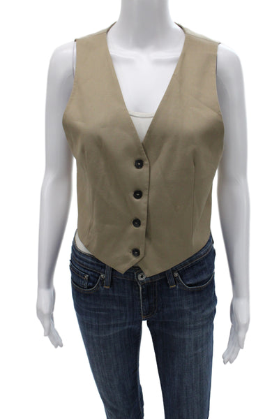 Zara Women Beige Sleeveless Classic Polyester Vest Button Size M