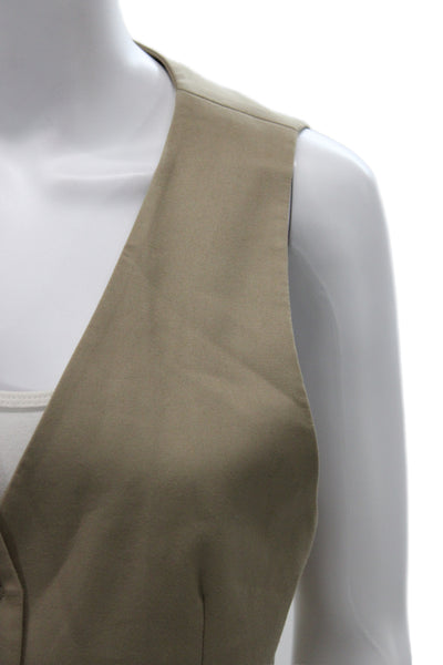 Zara Women Beige Sleeveless Classic Polyester Vest Button Size M