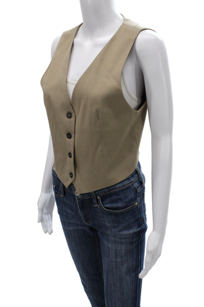 Zara Women Beige Sleeveless Classic Polyester Vest Button Size M