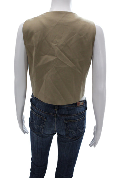Zara Women Beige Sleeveless Classic Polyester Vest Button Size M