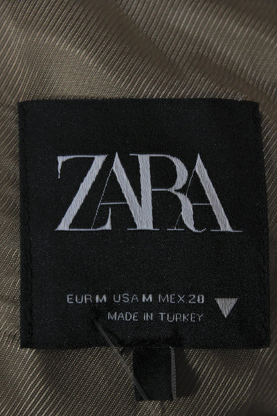 Zara Women Beige Sleeveless Classic Polyester Vest Button Size M