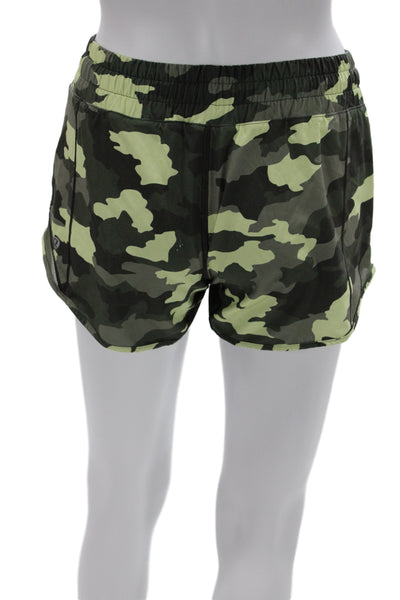 Lululemon Womens Athletic Green Camo Drawstring Shorts Size 2 Tall