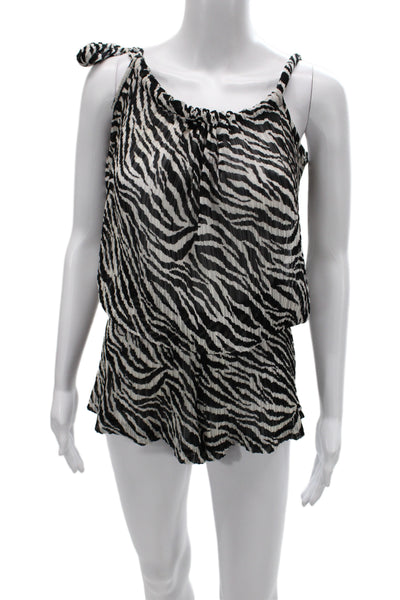 Alexis Women Black Animal Print Scoop Neck Sleeveless Romper Size XS
