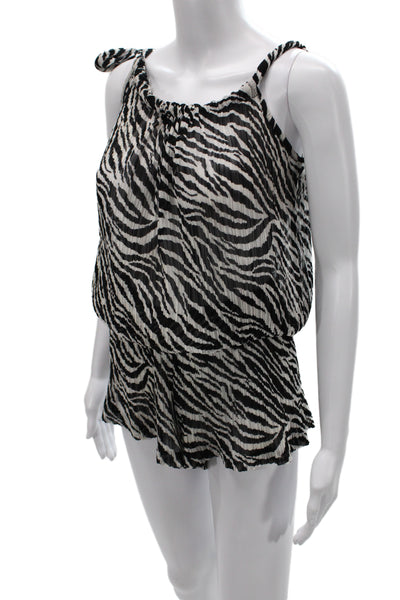 Alexis Women Black Animal Print Scoop Neck Sleeveless Romper Size XS