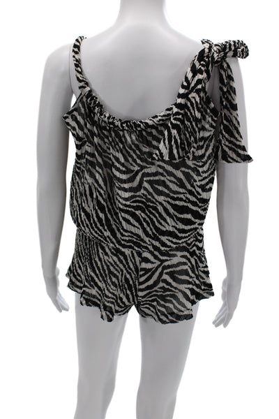 Alexis Women Black Animal Print Scoop Neck Sleeveless Romper Size XS
