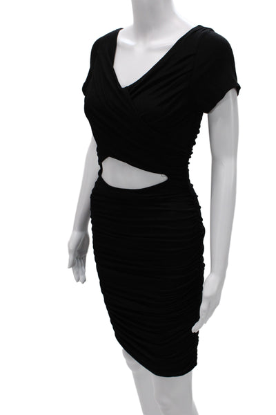 Lovers + Friends Womens Bodycon Black Short Sleeve V Neck Dress Size S