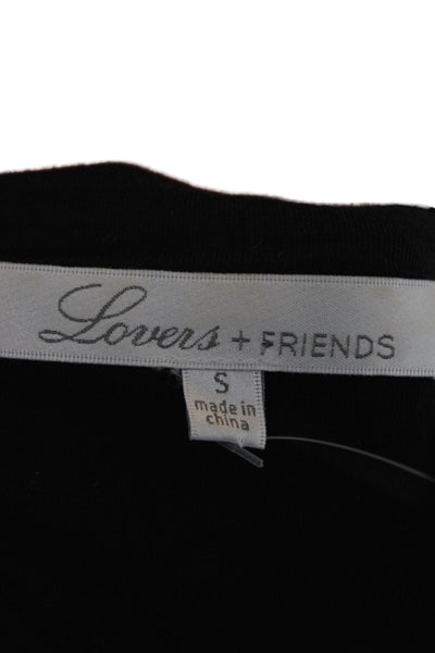 Lovers + Friends Womens Bodycon Black Short Sleeve V Neck Dress Size S