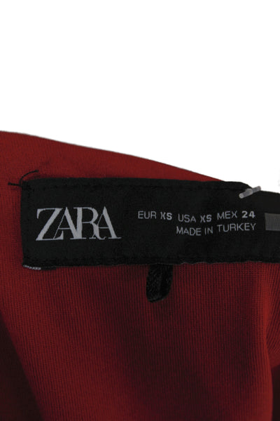 Zara Womens Bodycon Midi Dress Red Sleeveless Polyester Size XS