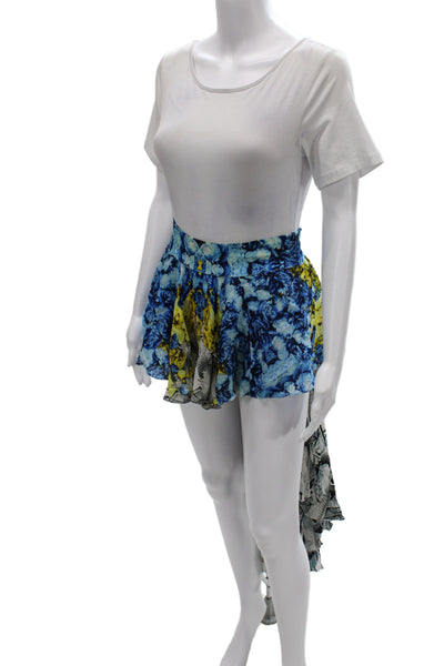Kore Women Blue Floral Polyester Midi Skort Pull On Size S