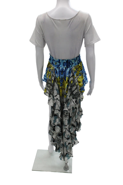 Kore Women Blue Floral Polyester Midi Skort Pull On Size S