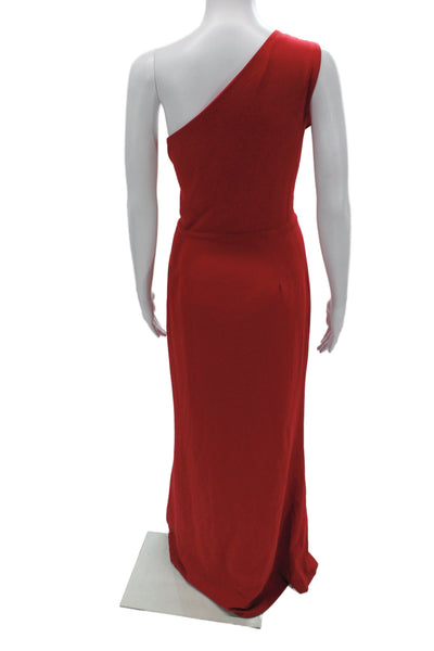 Badgley Mischka Womens Sheath Red One Shoulder Long Dress Size 12