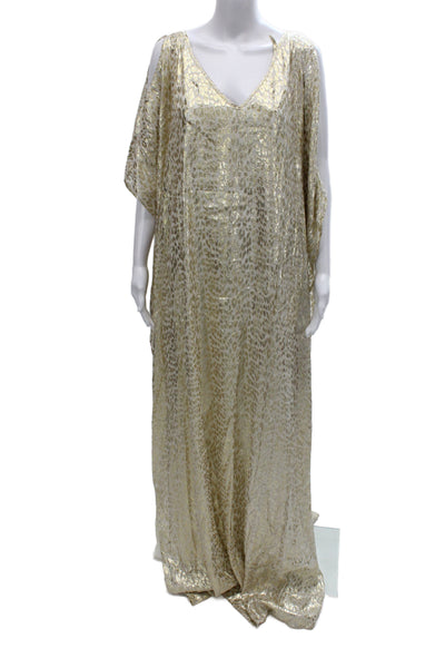 Badgley Mischka Women Kaftan Animal Print Silk Sleeveless Dress Size M