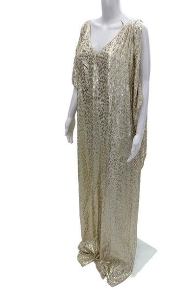 Badgley Mischka Women Kaftan Animal Print Silk Sleeveless Dress Size M