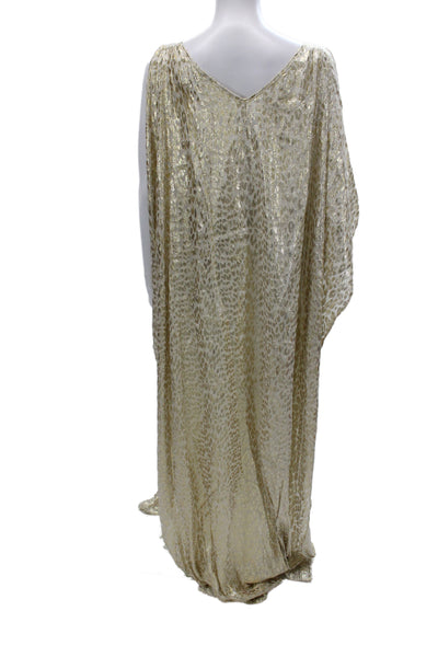 Badgley Mischka Women Kaftan Animal Print Silk Sleeveless Dress Size M
