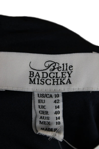 Badgley Mischka Women Maxi Dress Black 3/4 Sleeve Round Neck Zip Size 10