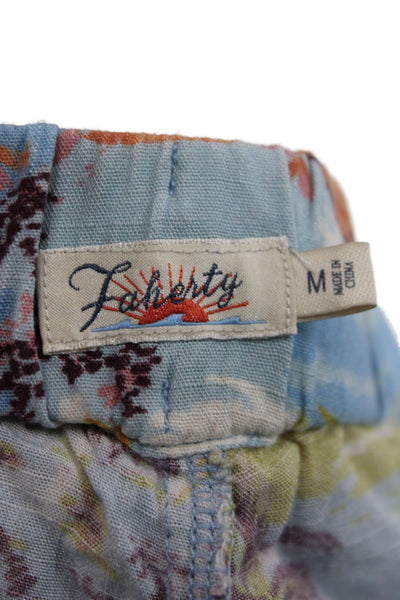 Faherty Women Paperbag Floral Rayon Shorts Blue Size M