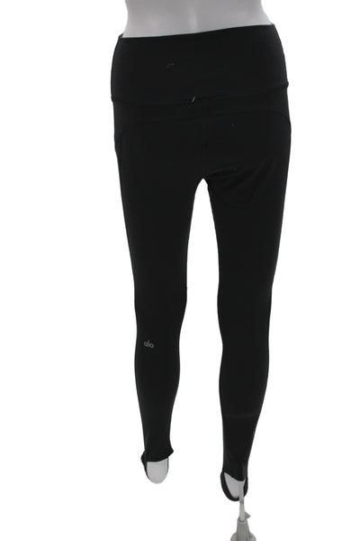 Alo Womens Ankle Leggings Black Spandex Athleisure Pull On Size M