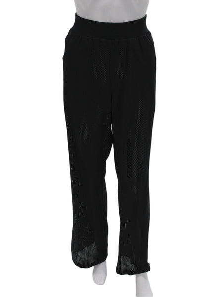 Alo Women Sweatpants Black Pull On Athleisure 77% Nylon Size M