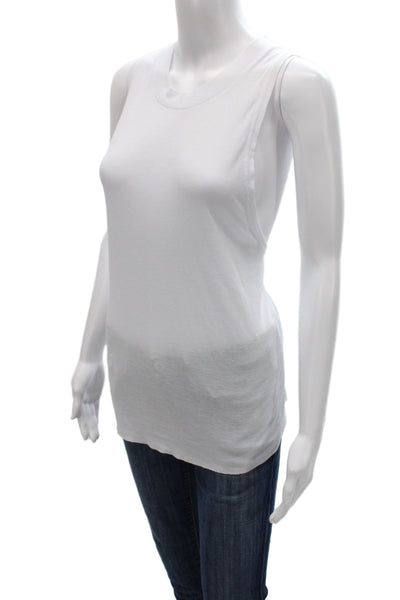 Alo Womens Basic Ribbed White Sleeveless Round Neck Tank Size M