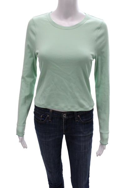 Outdoor Voices Women Green Long Sleeve Crew Neck T-Shirt Athleisure Size M