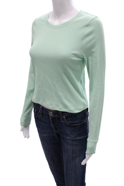 Outdoor Voices Women Green Long Sleeve Crew Neck T-Shirt Athleisure Size M
