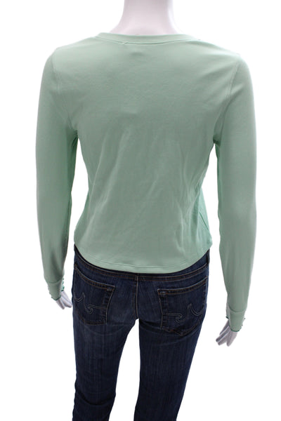 Outdoor Voices Women Green Long Sleeve Crew Neck T-Shirt Athleisure Size M