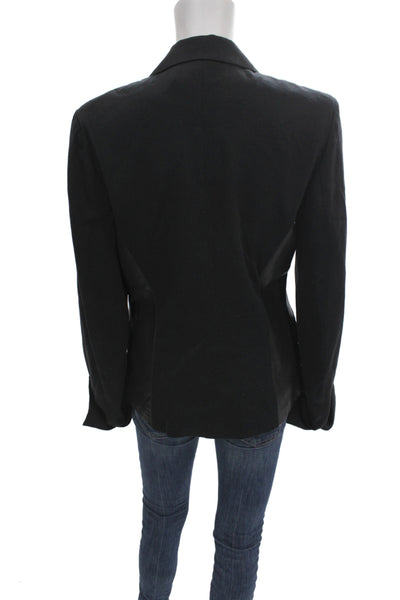 Class Roberto Cavalli Viscose Blend Leather Detail Leopard Blazer Black Size 10