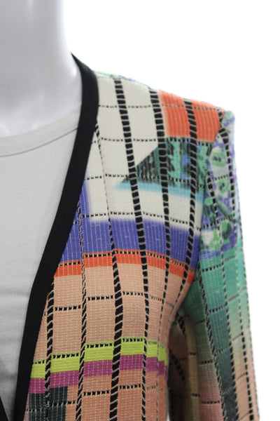 Etro Women Multicolor Geometric Linen Kimono Jacket Bohemian Long Sleeve Size M
