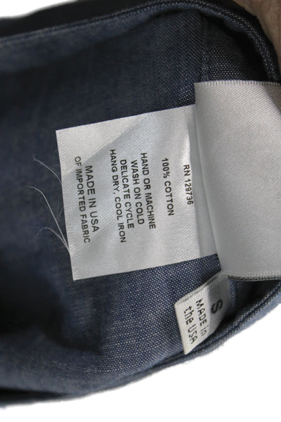 Finley Women Shirt Dress Blue Cotton Collared Button 3/4 Sleeve Size S