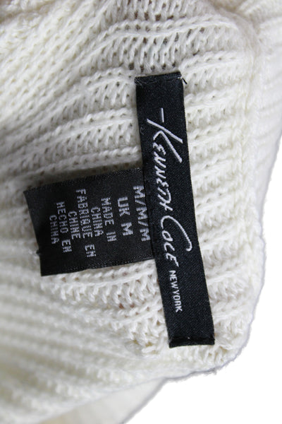 Kenneth Cole New York Womens Sweater Dress Ivory Scoop Neck Short Sleeve Size M