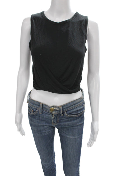 Alo Yoga Womens Black Cropped Tank Athleisure Sleeveless Pullover Size S