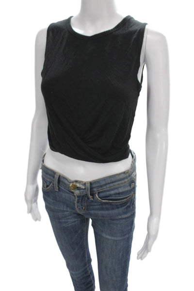 Alo Yoga Womens Black Cropped Tank Athleisure Sleeveless Pullover Size S