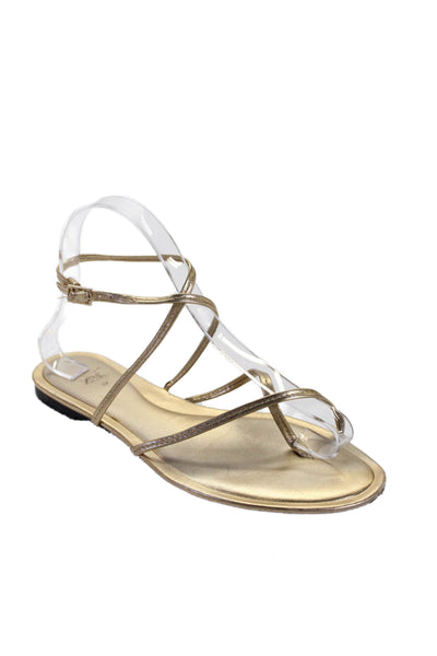 Zara Womens Metallic Strappy Sandals Gold Size 37 7