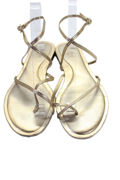 Zara Womens Metallic Strappy Sandals Gold Size 37 7