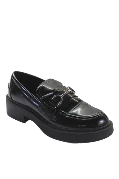 Zara Womens Vegan Leather Slip On Loafers Black Size 37 7