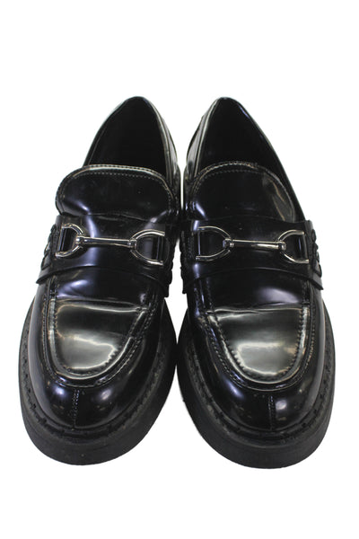 Zara Womens Vegan Leather Slip On Loafers Black Size 37 7