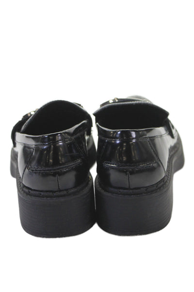Zara Womens Vegan Leather Slip On Loafers Black Size 37 7