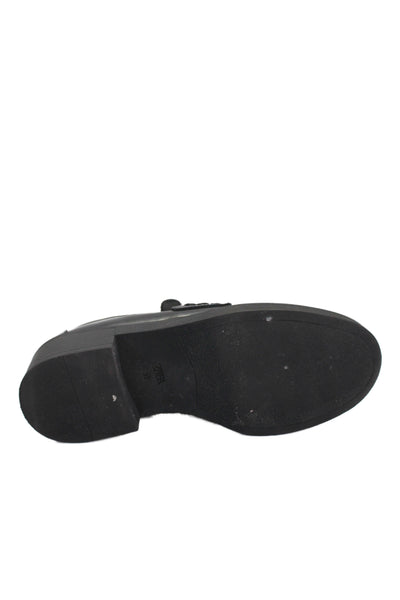 Zara Womens Vegan Leather Slip On Loafers Black Size 37 7