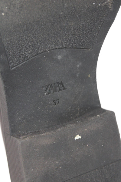 Zara Womens Vegan Leather Slip On Loafers Black Size 37 7
