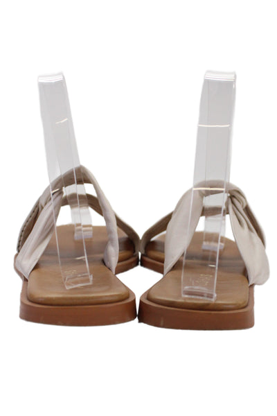 Alohas Womens Open Toe Slide On Sandals Cream Size 37 7