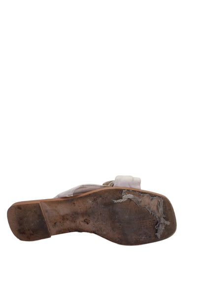 Alohas Womens Open Toe Slide On Sandals Cream Size 37 7