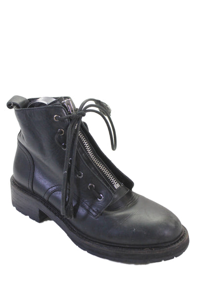 Rag & Bone Womens Leather Round Toe Combat Boots Black Size 37 7